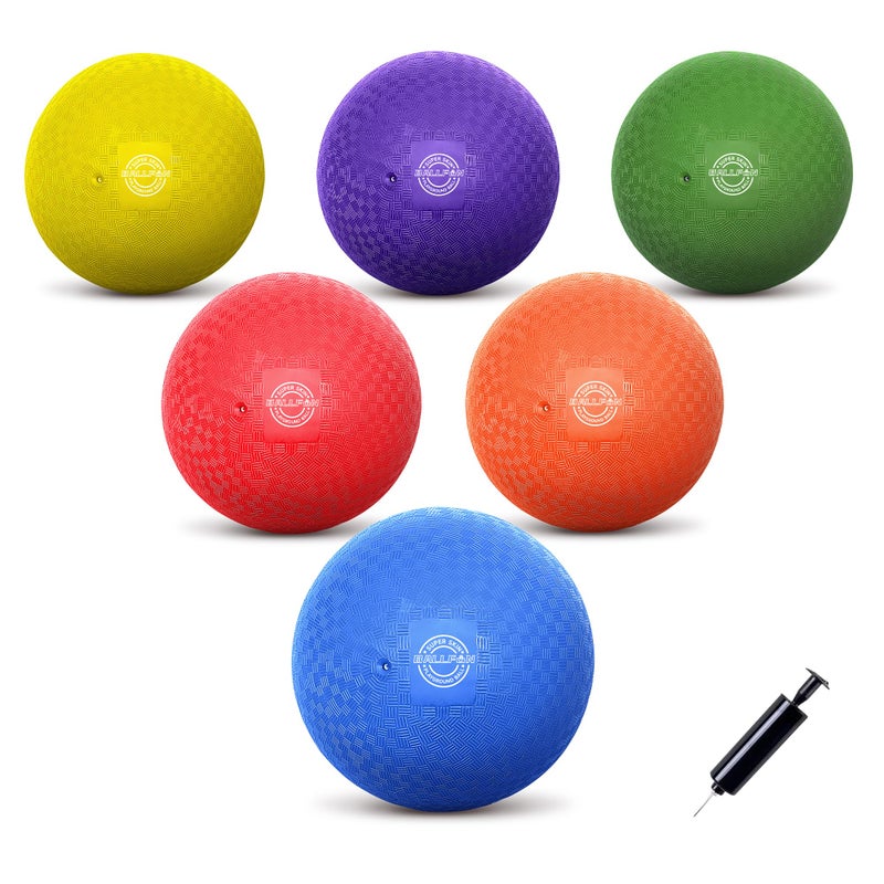 BallFUN Dodgeballs Playground Balls 5 Dodge Ball Set for Kids Adults Bouncing Kickballs Handball for Outdoor Indoor Games Includes Pump Mesh Storage Bag 56 Pack - Image 2