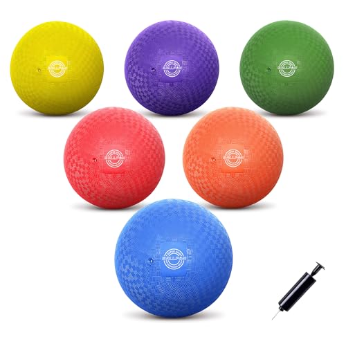 BallFUN Dodgeballs Playground Balls 5 Dodge Ball Set for Kids Adults Bouncing Kickballs Handball for Outdoor Indoor Games Includes Pump Mesh Storage Bag 56 Pack - Image 1