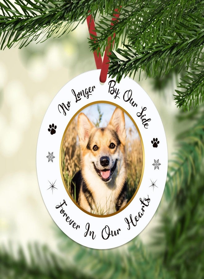 JUESMOS Picture Frame Dog Memorial Christmas Ornaments 2025 Dog Memorial Ornaments for Christmas Tree No Longer by Our Side Forever in Our Hearts Remembrance Gifts for Loss of Pet - Image 1