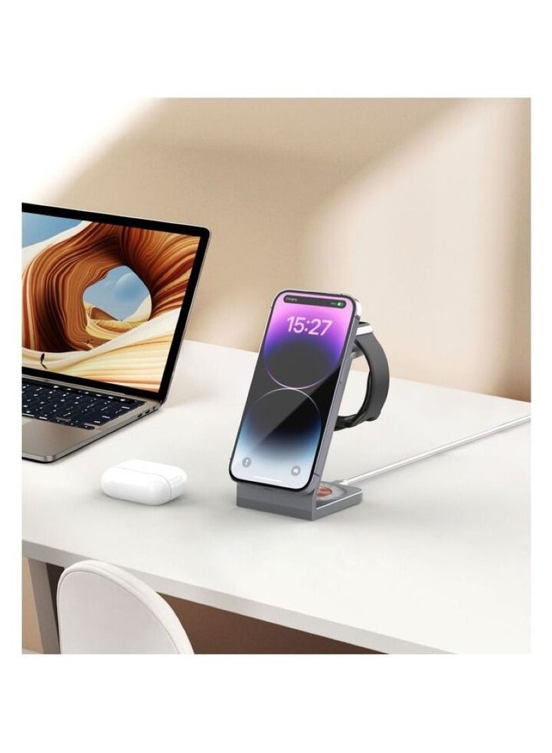 اكس باور 3 في 1 شاحن لاسلكي مغناطيسي 18 واط فضي - Image 4