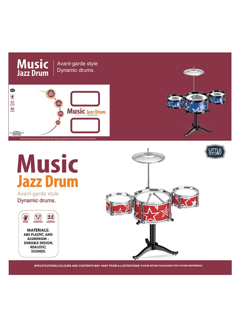Little Story Kids Drum Set Musical Instrument - Blue - Image 3