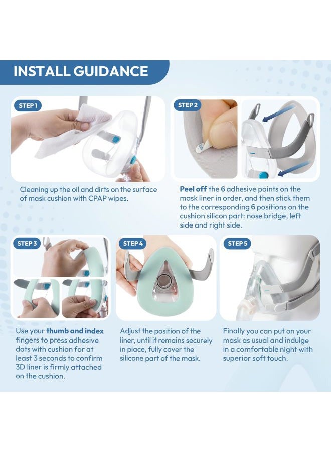 RespWave 10 Pack CPAP Mask Liners, 3D Mask Cushion Cover Compatible with Airfit F20/F10, F&P Simplus & Vitera, Philips Full Face Masks, Reduce Air Leakage, CPAP Supplies, Size L, (Cushions NOT Included) - Image 5