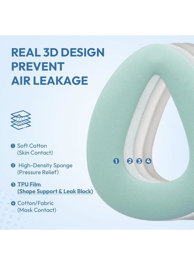 RespWave 10 Pack CPAP Mask Liners, 3D Mask Cushion Cover Compatible with Airfit F20/F10, F&P Simplus & Vitera, Philips Full Face Masks, Reduce Air Leakage, CPAP Supplies, Size L, (Cushions NOT Included) - Image 3