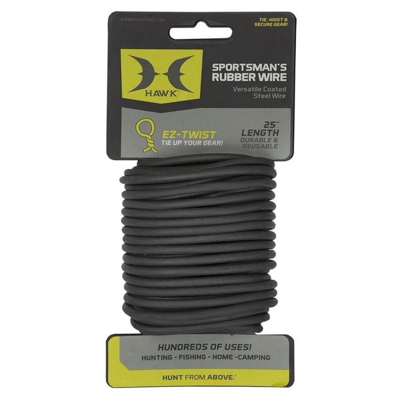 Hawk Sportman's Rubber Wire Durable Easy to Use Reusable 25' Long Rust-Free Coated Wire for Hunting, Fishing, Camping 40 LBS Weight Capacity - Image 1