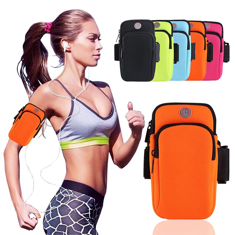 Sunkizzrs® Armband for Running - 6.8 Inch Waterproof Washable Mobile Holder Arm Band for Fitness Gym Outdoor Sports, Armband for iPhone/Vivo/Oppo/Samsung/Sony/Motorola/Xiaomi Redmi (Orange) - Image 1