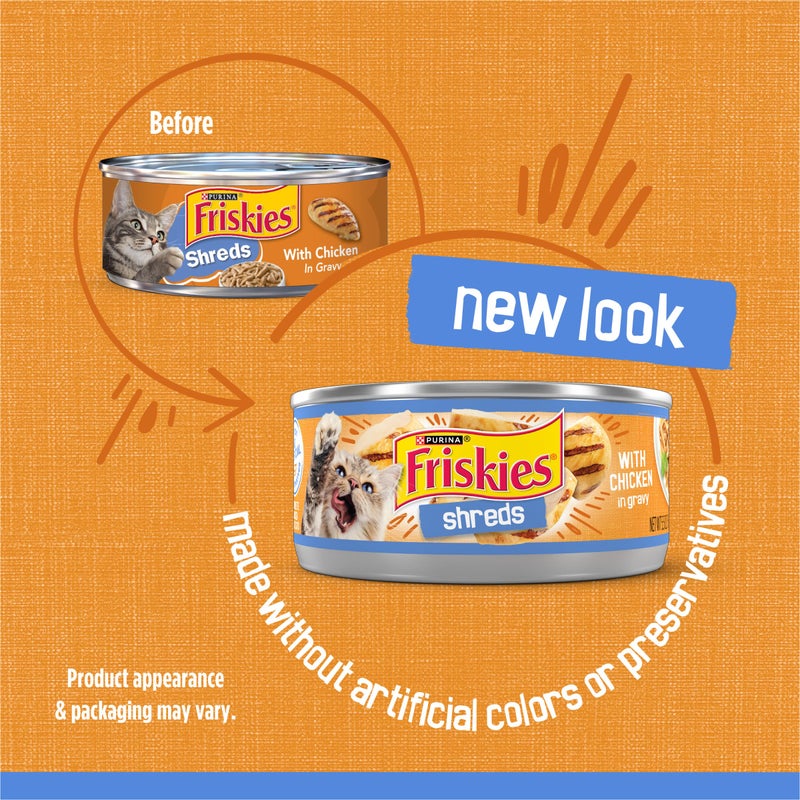 Friskies Purina Friskies Shreds With Chicken in Wet Cat Food Gravy - (Pack of 24) 5.5 oz. Cans - Image 2