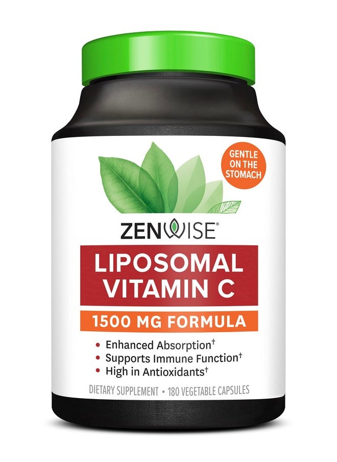 Zenwise Health - Zenwise Vitamin C Liposomal Ascorbic Acid 1000 Mg Of Organic Highly Bio Available Vitamin C For Immune Health Natural Energy Boost And Skin Care Support 3 Month Supply 180 Capsules - Image 1