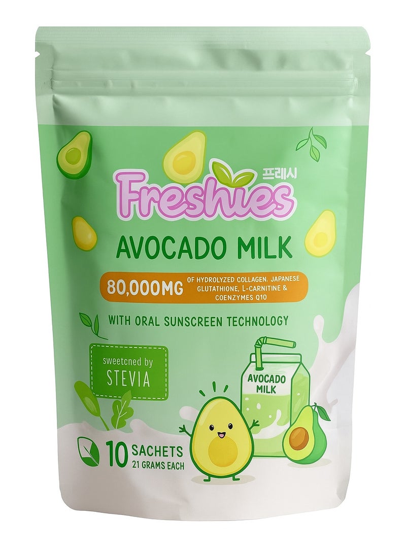 Freshies - Freshies Avocado Milk Whitening Drink – 10 Sachets x 21g | 80,000mg Glutathione & Collagen Beauty Drink for Glowing Skin - Image 1