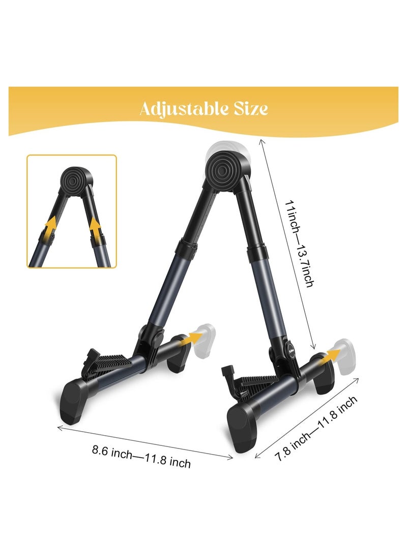 KASTWAVE Guitar Stand, Adjustable Guitar Stand, Folding Frame Holder For Electric Guitar Ukulele Bass Instrument Stand Guitar Parts Accessories, For Acoustic Electric Classical Guitar (Black) - Image 2