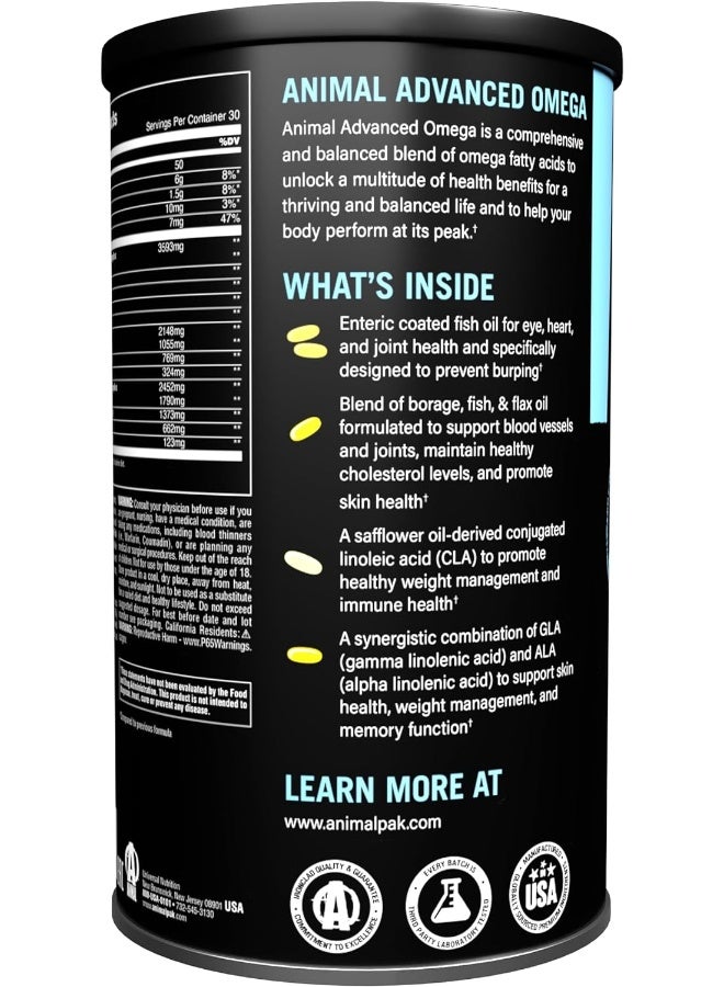 ANIMAL Omega – Omega 3 & 6 Supplement – Fish Oil Flaxseed Oil Salmon Oil Cod Liver Herring And More – Supports Cardiovascular & Joint Health – Enhances Metabolism – 30 Day Pack - Image 3