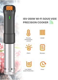 INKBIRD INKBIRD Sous Vide Machine ISV-200W Wifi Immersion Circulator Culinary Sous-vide Cooker Precision Cooking with Smartphone Control, Stainless Steel Design, Accurate Timer, 1000W Fast Heating for Perfect Meal Results  - Image 2