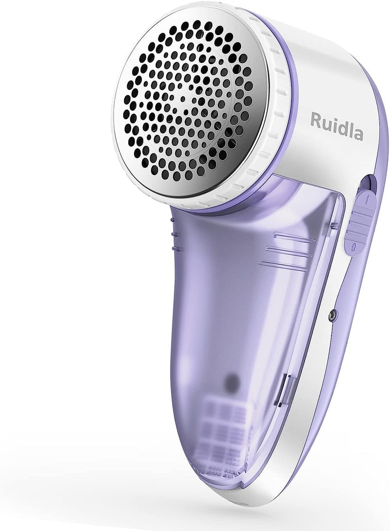 Ruidla Fabric Shaver Defuzzer  Electric Lint Remover  Rechargeable Sweater Shaver With Stainless Steel 3-Leaf Blades  Dual Protection  Removable Bin  Easy Remove Fuzz  Lint  Pills  Bobbles
