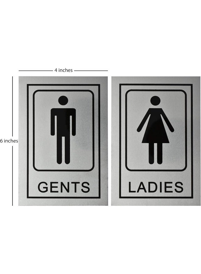 BPA Stainless Steel Gents Ladies Signage Self Adhesive Sticker for Toilet, Restroom, Glass Doors, Wooden Doors, Offices, Hospitals, Mall and Business Sign Stickers - Image 2