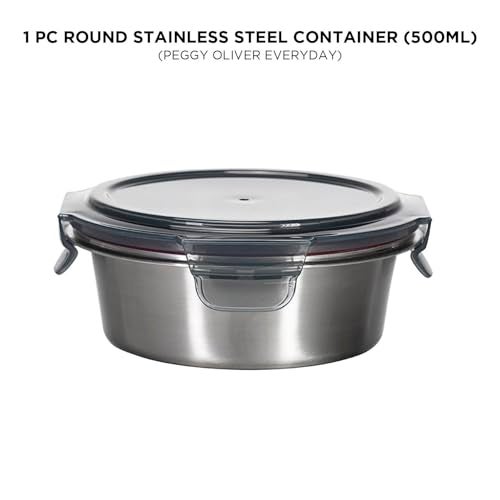 Peggy Oliver Everyday 500Ml Round Stainless Steel Container Microwave And Dishwasher Safe,Multicolor - Image 2