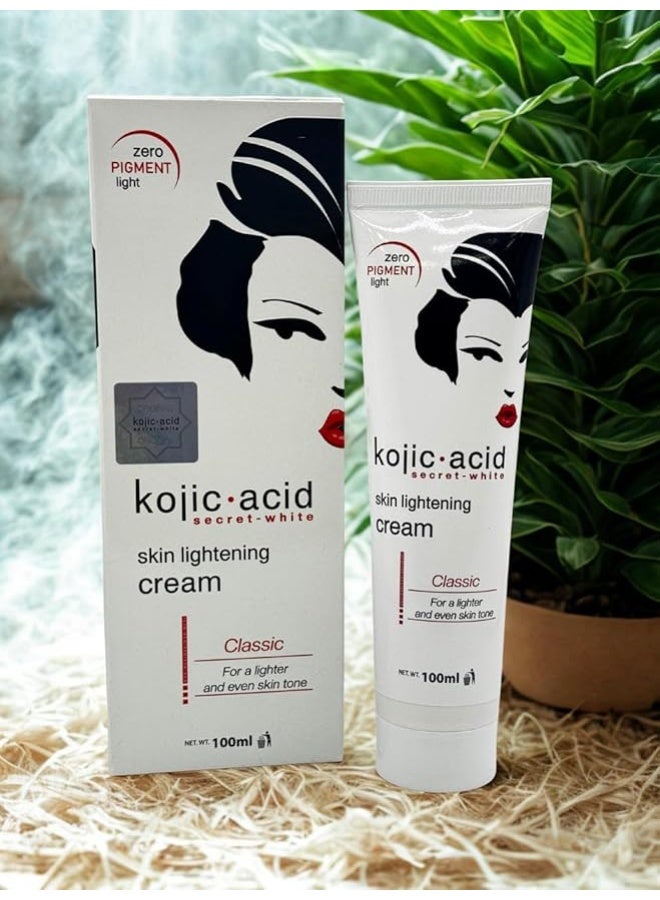 سيكريت وايت كريم تفتيح البشرة السري بحمض الكوجيك، كلاسيكي، خفيف خالٍ من الصبغة، 100 مل
