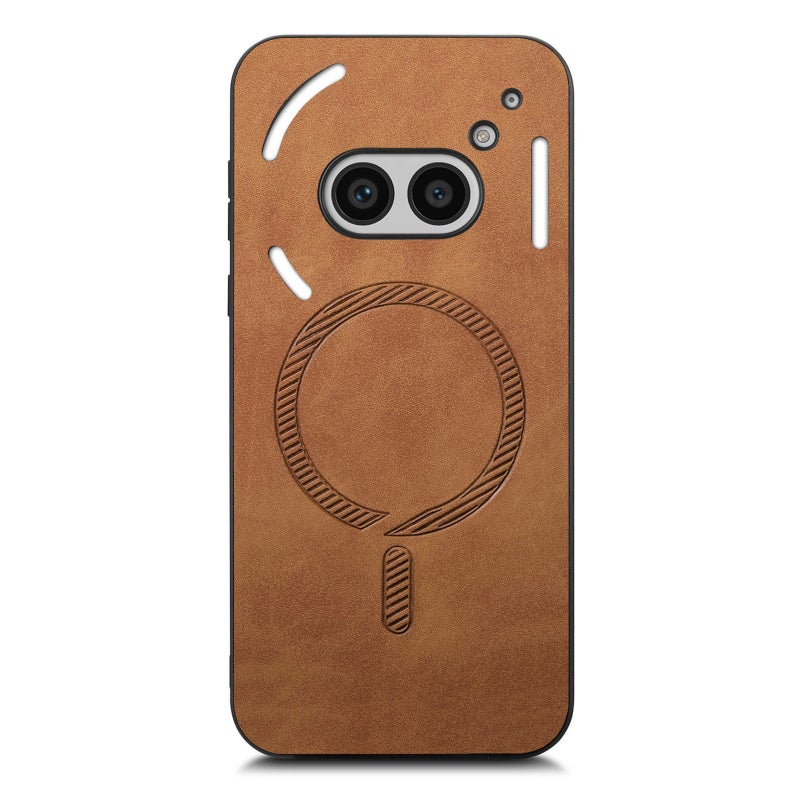HuHa Case Cover For Nothing Phone 2a Solid Color Retro Magsafe PU Back Cover Phone Case(Brown) - Image 3