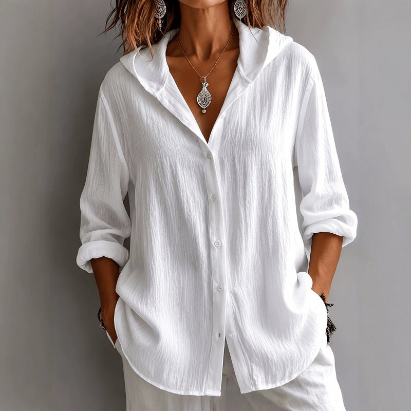 Women's Solid Linen Cardigan T-Shirt - Image 2