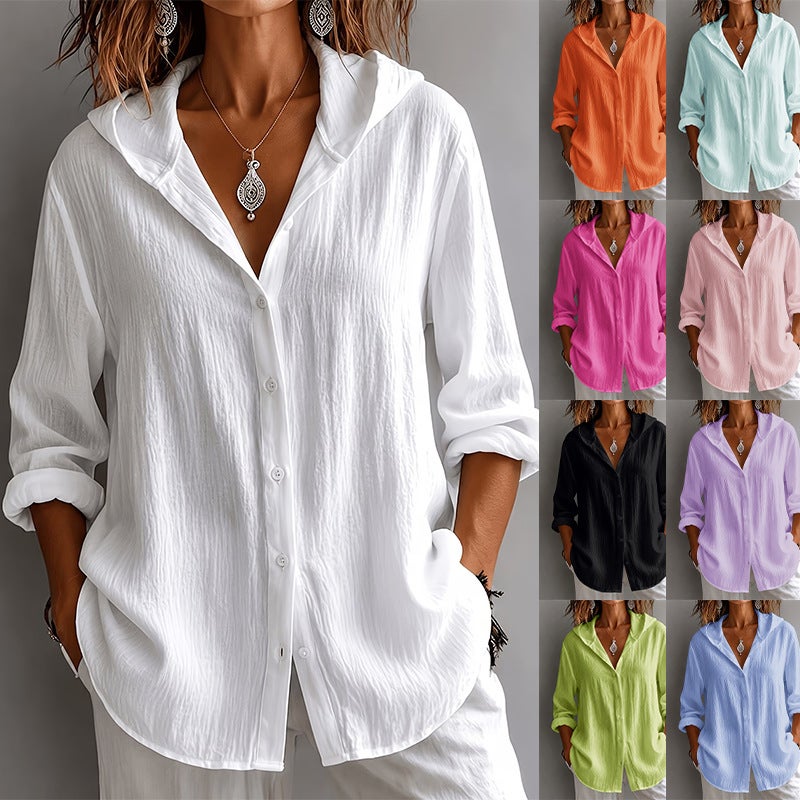 Women's Solid Linen Cardigan T-Shirt - Image 1