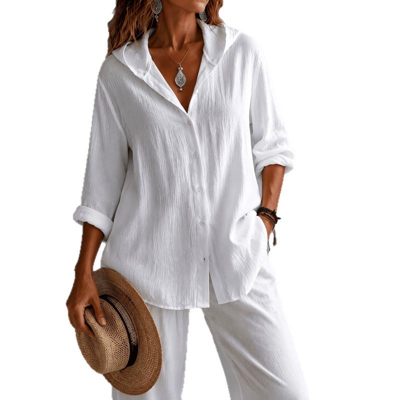 Women's Solid Linen Cardigan T-Shirt - Image 5