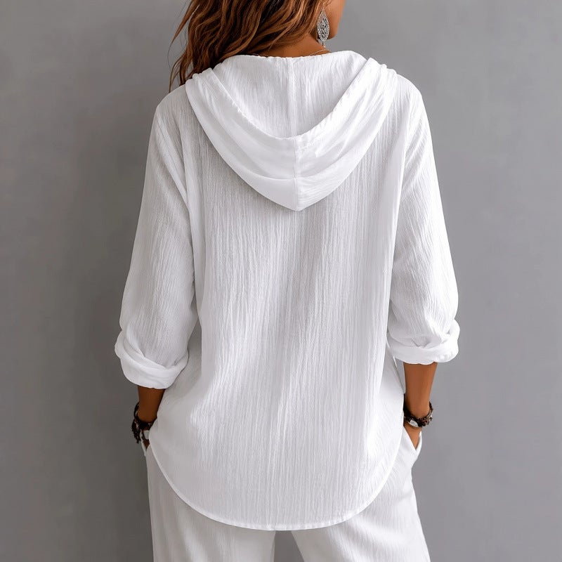 Women's Solid Linen Cardigan T-Shirt - Image 3