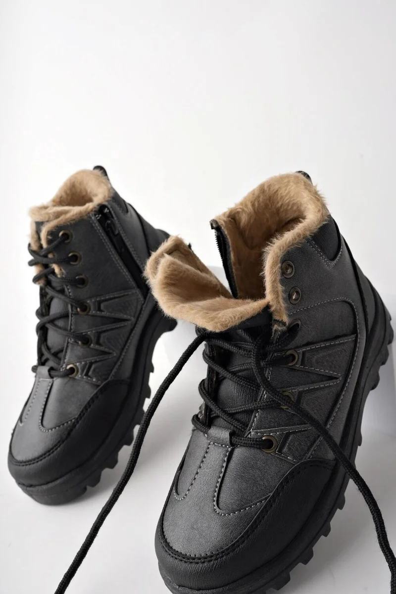 muggo Toni Guaranteed Lace Up Fur Inside Zippered Unisex Outdoor Winter Boots