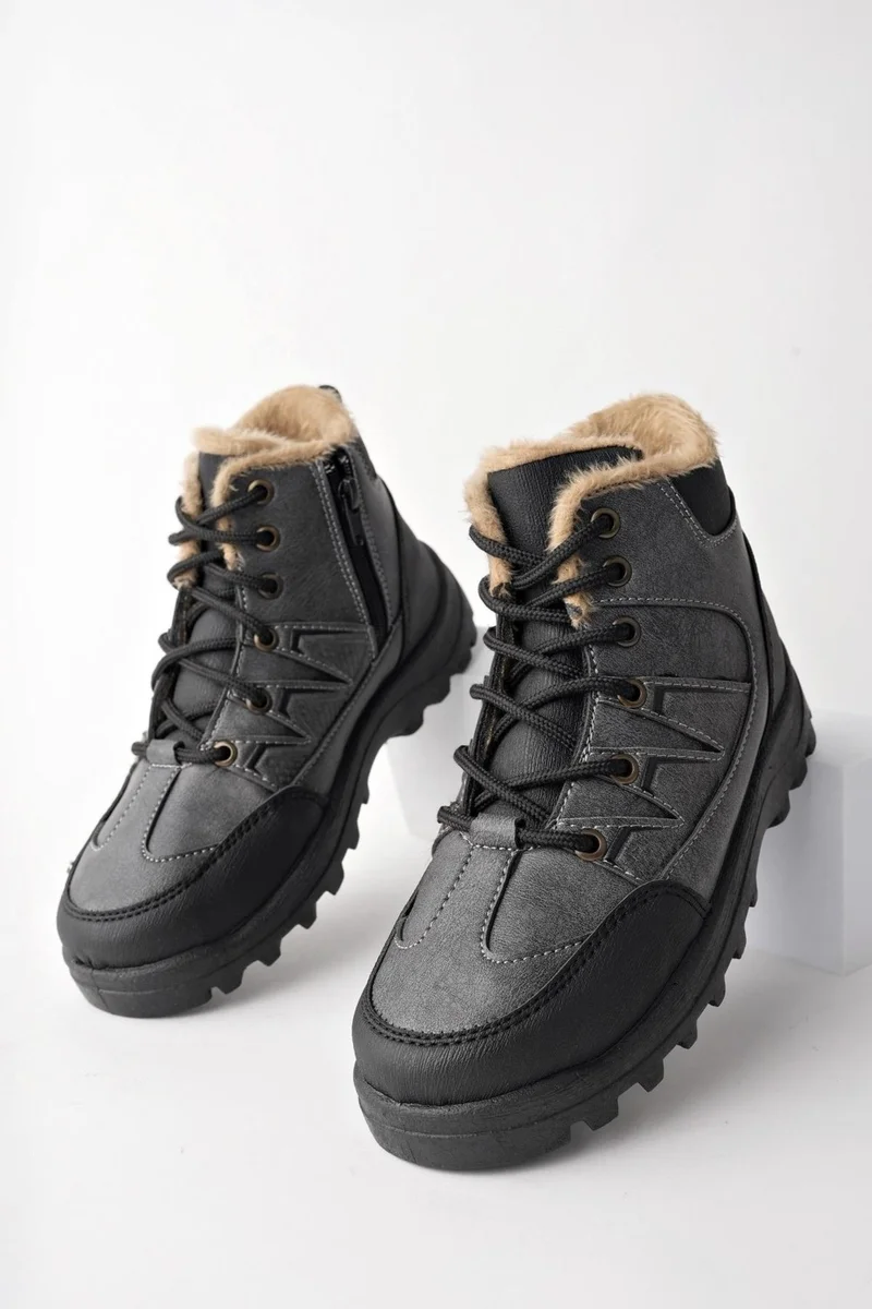 muggo Toni Guaranteed Lace Up Fur Inside Zippered Unisex Outdoor Winter Boots