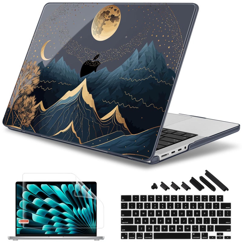 May Chen Case for M4 MacBook Pro 16 inch A3403 Max A3186 M3 A2991 M2 A2780 M1 A2485 Pro Max 2024 2023 2022 2021 Release Plastic Hard Shell Case with Screen PretectorKeyboard Cover Starry Mountain