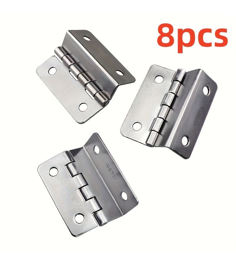 Set Of 8 Silvery Modern Cabinet Hinges For Doors Windows Furniture - Image 1