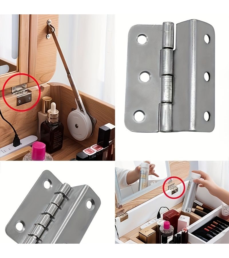 Set Of 8 Silvery Modern Cabinet Hinges For Doors Windows Furniture - Image 5