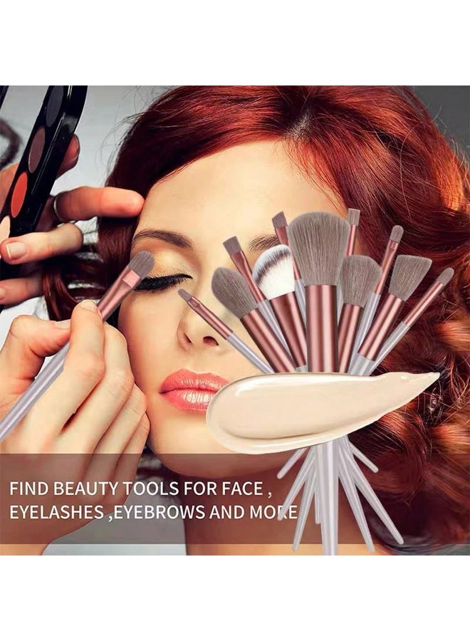 Shein 13-Piece Coffee Brown Makeup Brush Set with Velvet Pouch – Includes Blush Brush, Eyeshadow Brush, Powder Brush, Contour Brush, and Concealer Brush. Complete Professional Makeup Brush Kit - Image 5