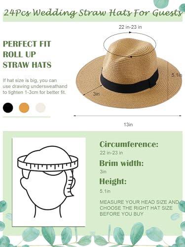 Silicherry 48 Pcs Straw Fedora Style Hat and Sunglasses Bulk 1920s Panama Style Eyeglasses for Wedding Guest Gifts Bridal Shower Halloween Costume Party Supplies Havana Nights - Image 3