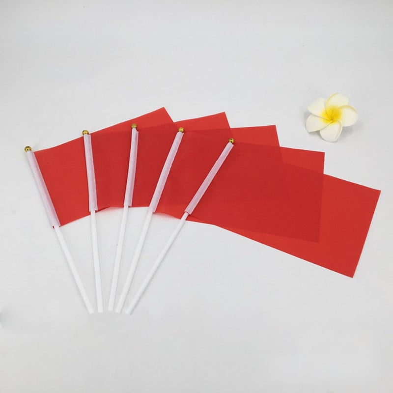 100 Pcs Red Handheld Square Waving Mini Party Stick Flags For Festival Celebration Outdoor Parade Decorations - Image 3