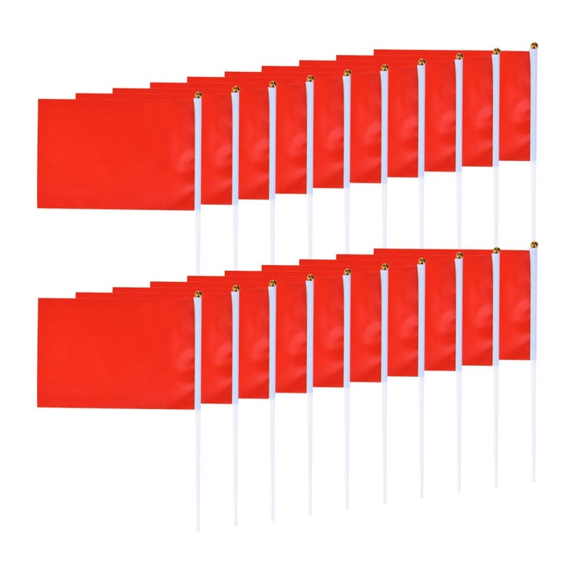 100 Pcs Red Handheld Square Waving Mini Party Stick Flags For Festival Celebration Outdoor Parade Decorations - Image 2