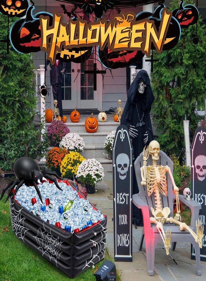 Liliful حامل مشروبات قابل للنفخ على شكل عنكبوت من ليليفول، مقاس 44 بوصة، لتزيين حفلات الهالوين، حامل مشروبات قابل للنفخ على شكل تابوت، مناسب لحفلات أعياد الميلاد وحفلات حمامات السباحة وحفلات مصاصي الدماء (عبوة واحدة). - Image 5