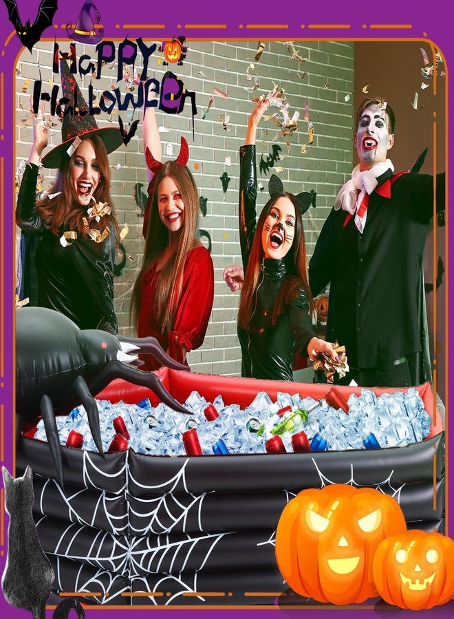 Liliful حامل مشروبات قابل للنفخ على شكل عنكبوت من ليليفول، مقاس 44 بوصة، لتزيين حفلات الهالوين، حامل مشروبات قابل للنفخ على شكل تابوت، مناسب لحفلات أعياد الميلاد وحفلات حمامات السباحة وحفلات مصاصي الدماء (عبوة واحدة). - Image 3