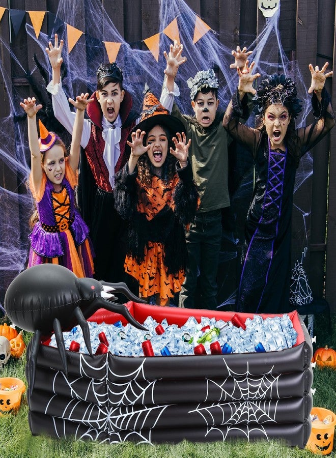 Liliful حامل مشروبات قابل للنفخ على شكل عنكبوت من ليليفول، مقاس 44 بوصة، لتزيين حفلات الهالوين، حامل مشروبات قابل للنفخ على شكل تابوت، مناسب لحفلات أعياد الميلاد وحفلات حمامات السباحة وحفلات مصاصي الدماء (عبوة واحدة). - Image 4