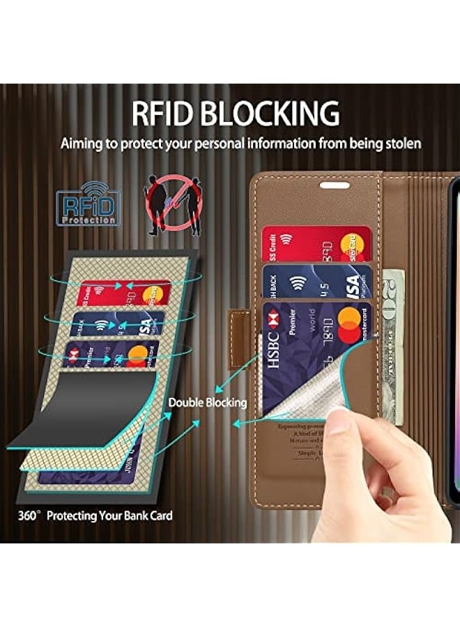 Samsung Galaxy S10+ Plus Leather Wallet Case with Magnetic Stand - Fashion Brown - Image 2