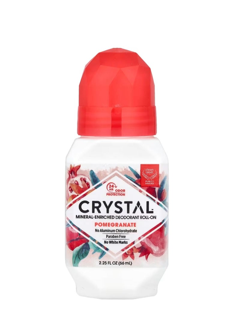 CRYSTAL Mineral-Enriched Deodorant Roll-On Pomegranate 2.25 fl oz (66 ml) - Image 1