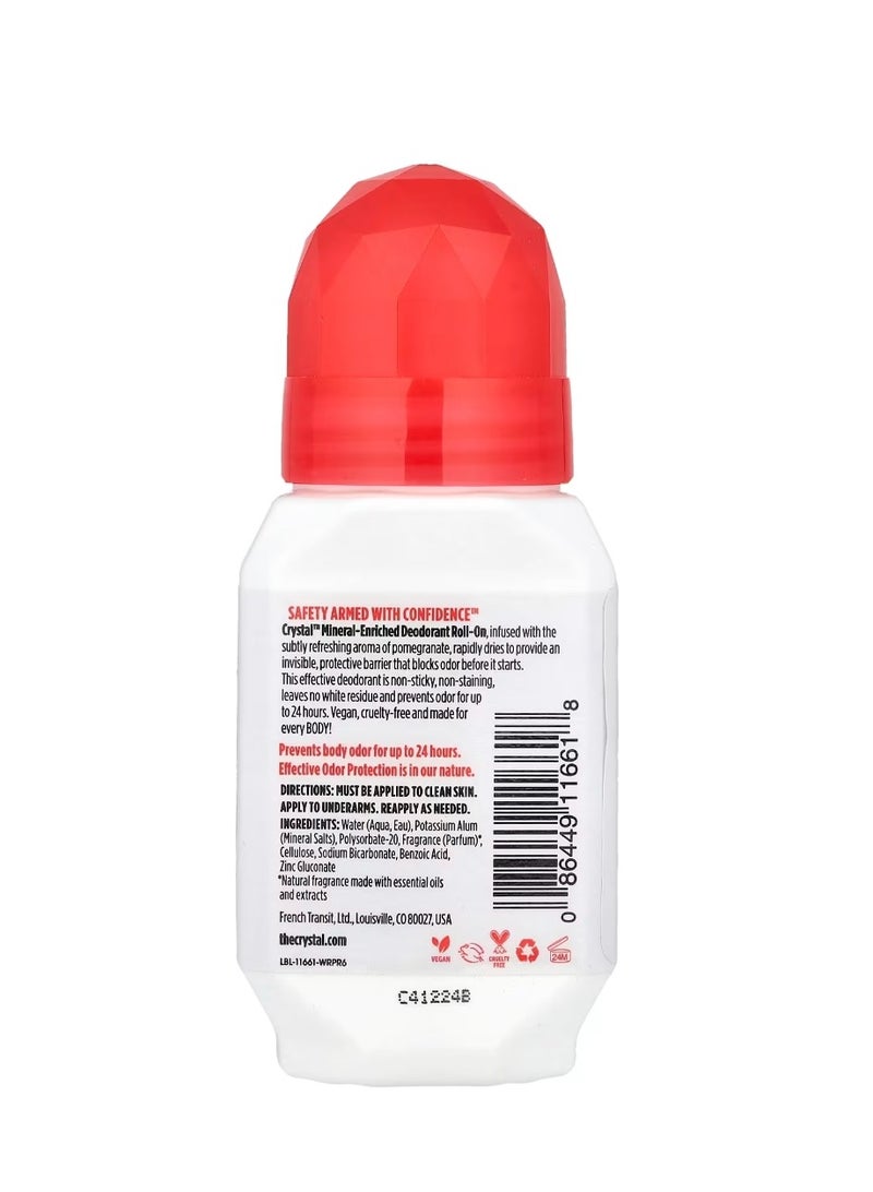 CRYSTAL Mineral-Enriched Deodorant Roll-On Pomegranate 2.25 fl oz (66 ml) - Image 2