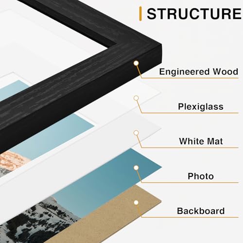 Vittanly 10 Pack Picture Frames Collage Wall Decor, Gallery Wall Frame Set for Wall or Tabletop Display, Engineered Wood and Shatter-resistant Plexiglass, Multi Sizes with 8x10, 5x7, 4x6 Frames, Black - Image 5
