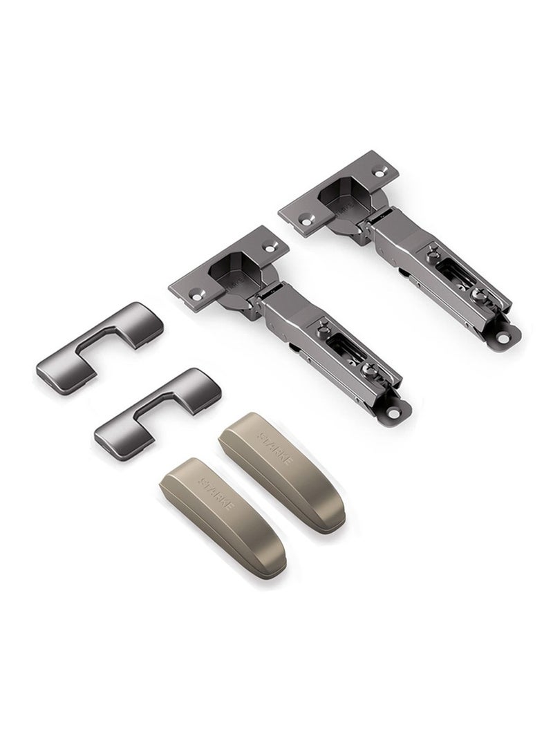 STARKE Pack of 2 Black Electroplated Soft Close Cabinet  Full Overlay Wingless Hinges. 95° Opening Angle, 16-25mm Application, Strong Hydraulic System - Gold Protective Cover & Screws included (2 PCS)  - Image 1