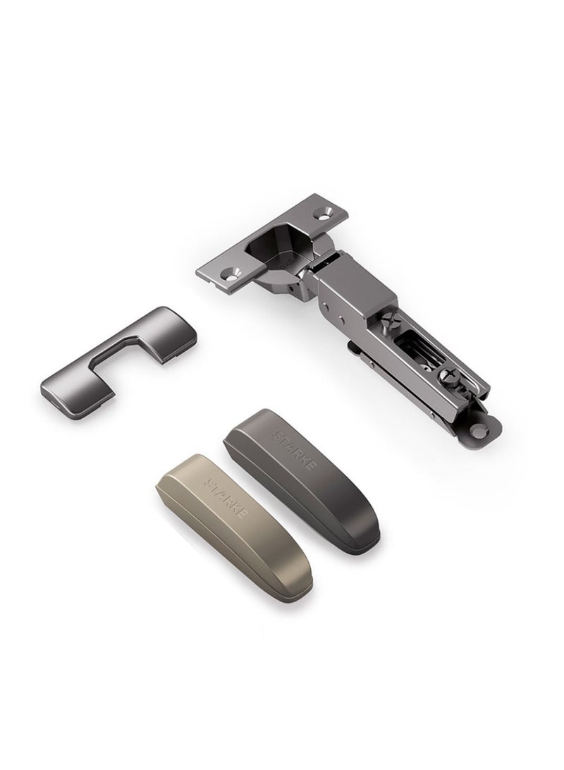 STARKE Pack of 2 Black Electroplated Soft Close Cabinet  Full Overlay Wingless Hinges. 95° Opening Angle, 16-25mm Application, Strong Hydraulic System - Gold Protective Cover & Screws included (2 PCS)  - Image 2