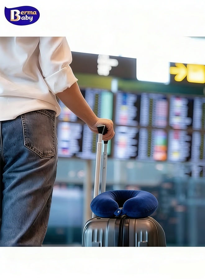Berma Baby وسادة طائرة لدعم الرأس والرقبة، وسادة سفر، وسادة استراحة غداء المكتب، وسادة رقبة للسفر، وسادة على شكل حرف U للطائرة والسيارة، وسادة رقبة على شكل حرف U، مناسبة جدًا للسفر - Image 4