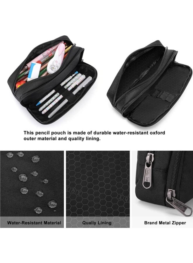 كيلا حقيبة أقلام X Spring، أدوات مكتبية بها منظم مقصورات، حافظة أقلام ذات سعة كبيرة، حقيبة أقلام بسيطة متينة متعددة الوظائف باللون الأسود للبالغين، للمدرسة والمراهقات والفتيات والفتيان والرجال والشباب - Image 2