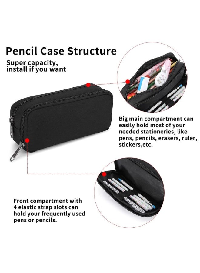 كيلا حقيبة أقلام X Spring، أدوات مكتبية بها منظم مقصورات، حافظة أقلام ذات سعة كبيرة، حقيبة أقلام بسيطة متينة متعددة الوظائف باللون الأسود للبالغين، للمدرسة والمراهقات والفتيات والفتيان والرجال والشباب - Image 3