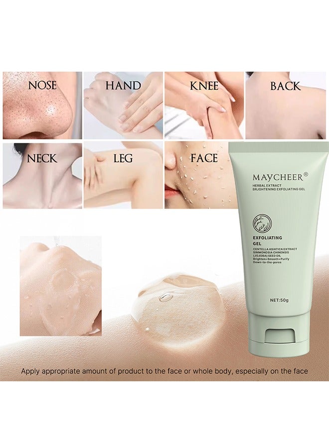 مايتشير Herbal Extract Brightening Exfoliating Gel 50g, Mildly Exfoliate, Moisturize and Brighten Skin, Improve Skin Condition, Suitable for All Skin Types, Exfoliating Gel Scrub - Image 3