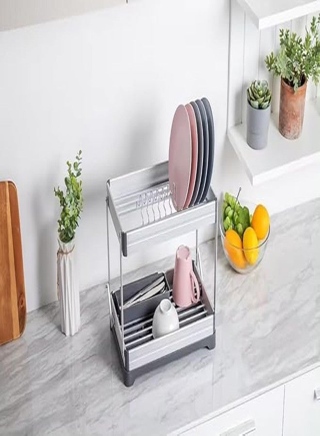 Vroxy Foldable Dish Drying Rack, Detachable Large Capacity Dish Drainer Organizer with Utensil Holder, Cup Holder,Dish Drying Rack with Drain Board (1Pcs) - Image 5