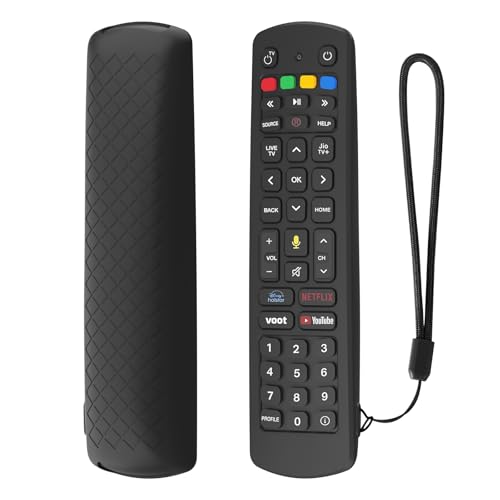 RAYA Silicone Cover Compatible with Jio Tv Set Top Box Remote Protective Case with Lanyard [ Remote NOT Included ] (Black) - Image 1