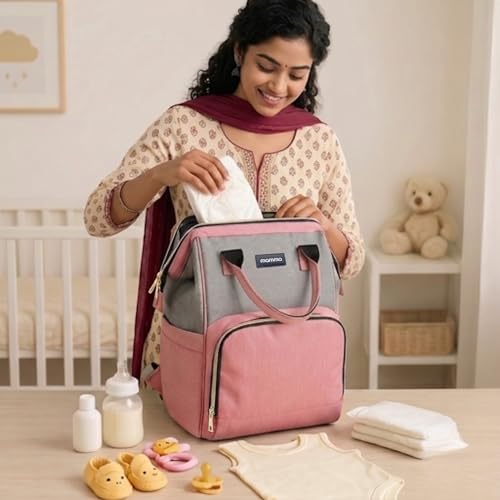 MAMMA Diaper Bag for Mothers for Travel, Baby Bag for Mother Travel, Hospital Bag for Delivery Women, Baby Diaper Bag for Mom, 12 Pockets Diaper Bags for Mothers with 9 Months Warranty - Image 1