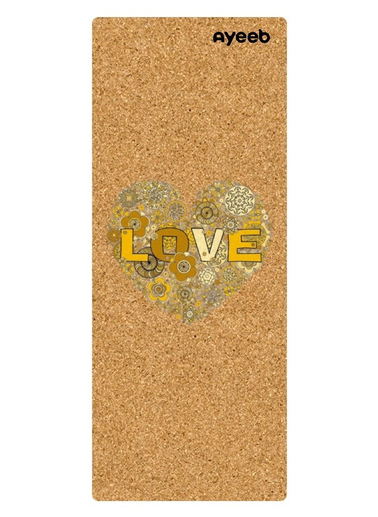 Ayeeb Portable Foldable Yoga Travel Mat 1MM,100% Natural Portugal Cork Surface Eco-friendly Antimicrobial, Non-slip Rubber Reverse, Versatile use for Gym Pilates Fitness Workout Meditation Beach Swimming Pool Carpet floor, Best Gift to friends and families, Full Color Laser Pattern(LOVE heart)  - Image 3